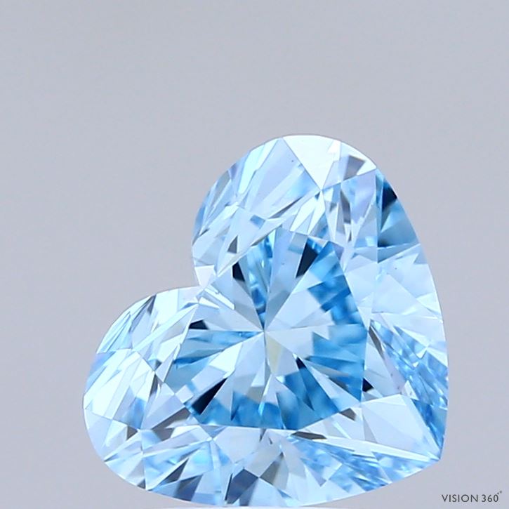 1.90 Carat Heart Shaped, Ideal Cut, FANCY VIVID BLUE Color, VS1 Clarity, IGI Certified Lab Grown Diamond