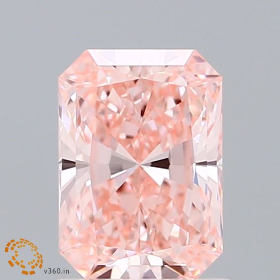 1.28 Carat Radiant Shaped, Ideal Cut, FANCY VIVID PINK Color, VVS2 Clarity, IGI Certified Lab Grown Diamond