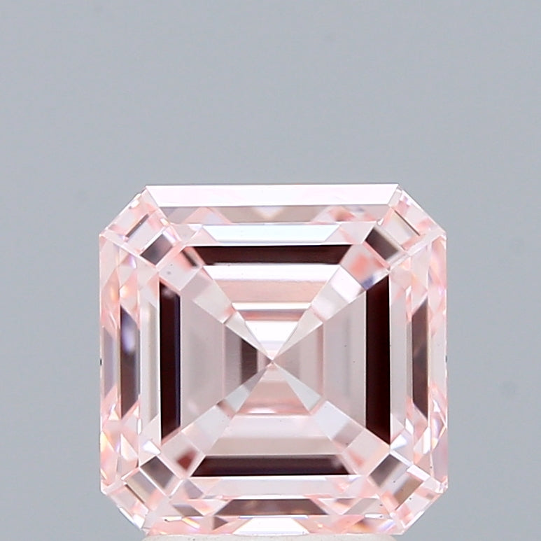 3.21 Carat Asscher Shaped, Ideal Cut, FANCY INTENSE PINK Color, VS1 Clarity, IGI Certified Lab Grown Diamond
