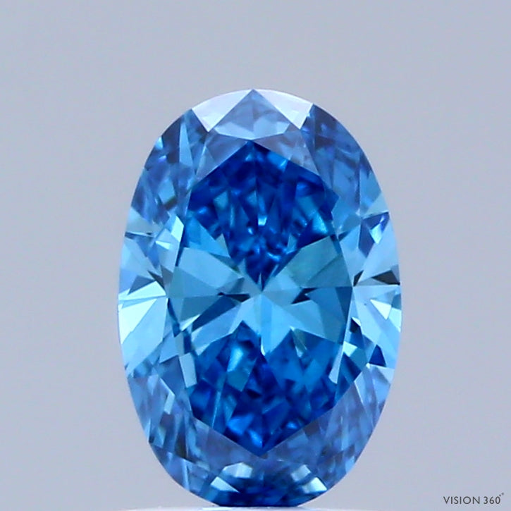0.65 Carat Oval Shaped, Excellent Cut, FANCY VIVID BLUE Color, VS1 Clarity, IGI Certified Lab Grown Diamond