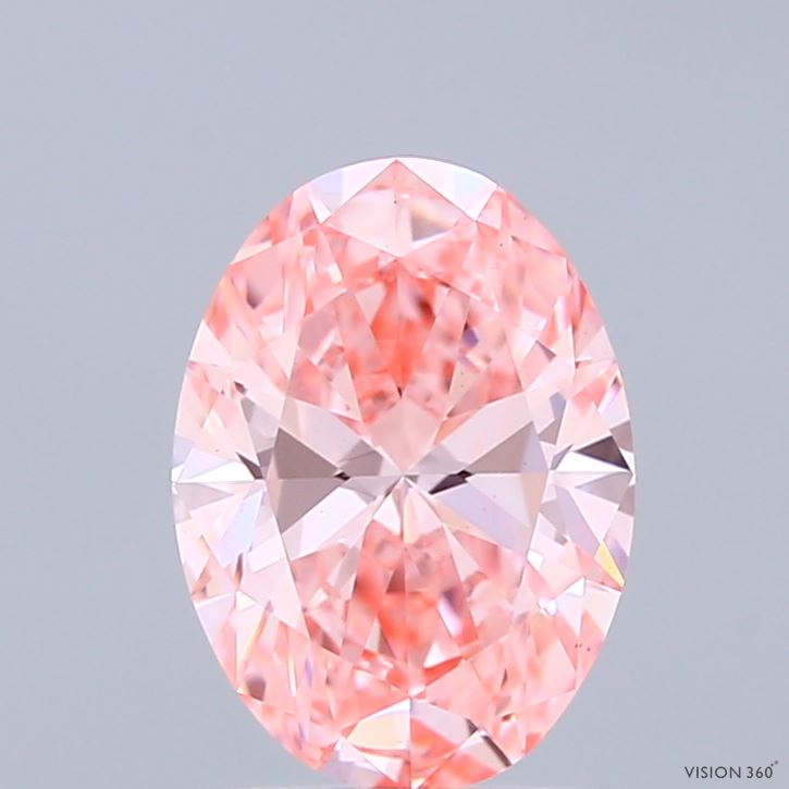 1.59 Carat Oval Shaped, Ideal Cut, FANCY VIVID PINK Color, VS1 Clarity, IGI Certified Lab Grown Diamond