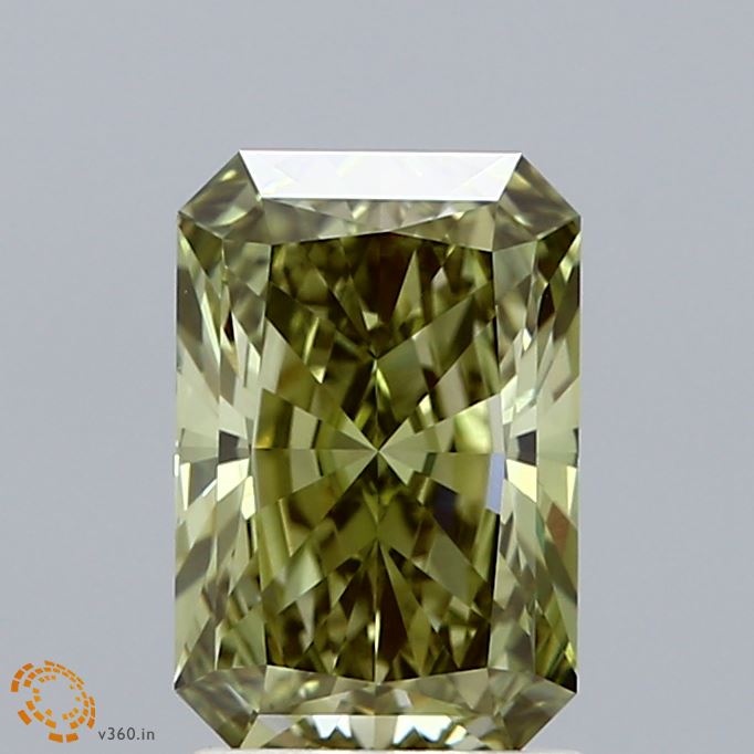 1.63 Carat Radiant Shaped, Ideal Cut, FANCY INTENSE GREEN Color, VVS2 Clarity, IGI Certified Lab Grown Diamond