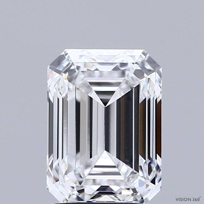 2.02 Carat Emerald Shaped, Ideal Cut, D Color, VVS2 Clarity, IGI Certified Lab Grown Diamond
