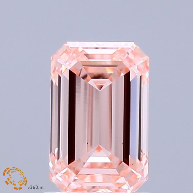 1.51 Carat Emerald Shaped, Ideal Cut, FANCY VIVID PINK Color, VS1 Clarity, IGI Certified Lab Grown Diamond