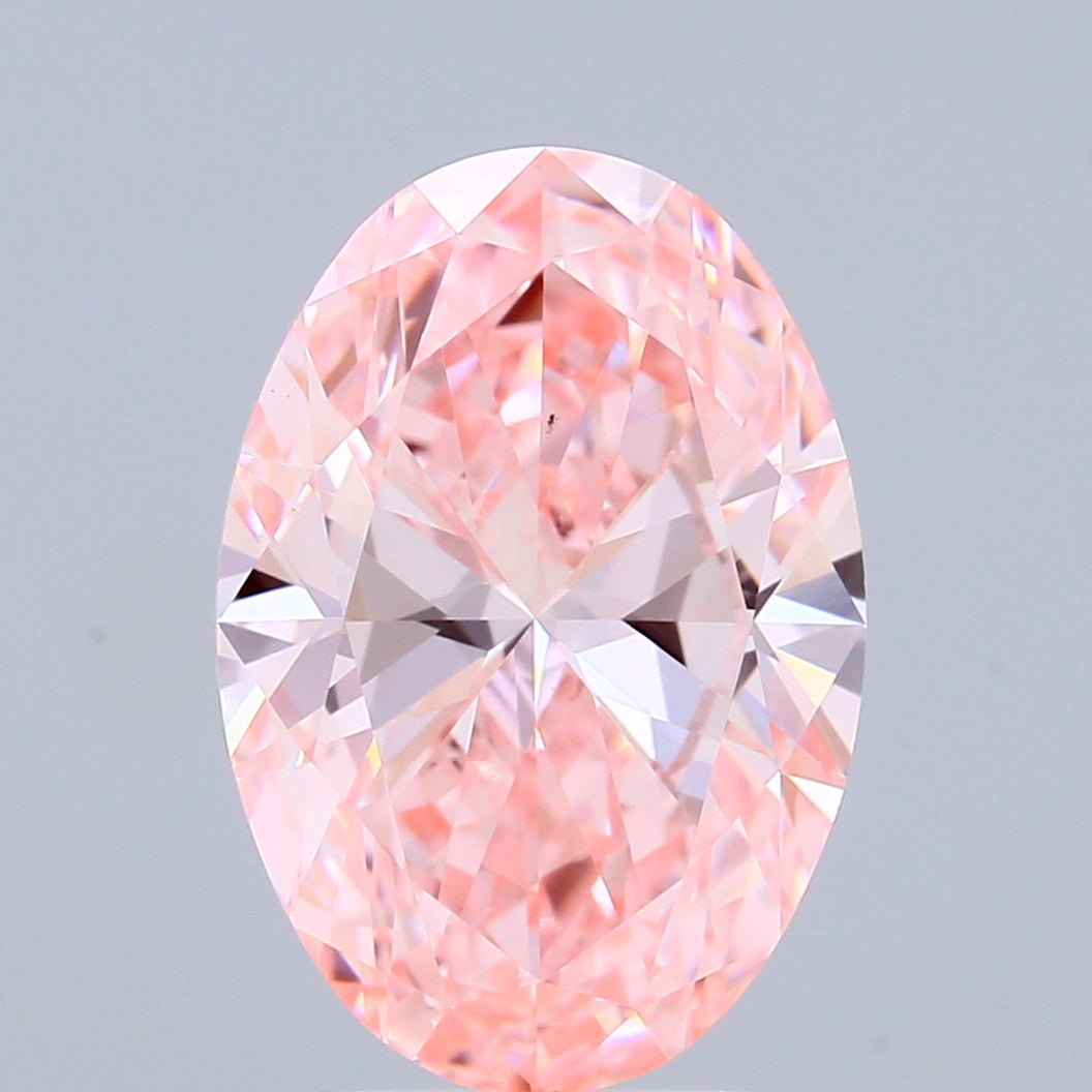 3.00 Carat Oval Shaped, Ideal Cut, FANCY VIVID PINK Color, VS1 Clarity, IGI Certified Lab Grown Diamond