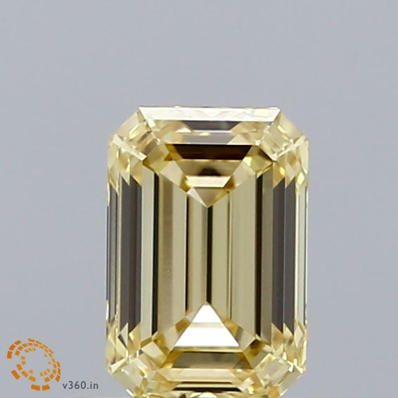 0.94 Carat Emerald Shaped, Ideal Cut, FANCY YELLOW Color, VS1 Clarity, IGI Certified Lab Grown Diamond