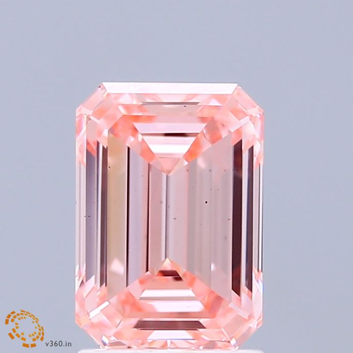 2.06 Carat Emerald Shaped, Ideal Cut, FANCY VIVID PINK Color, VS1 Clarity, IGI Certified Lab Grown Diamond