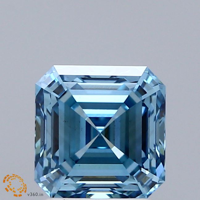 2.04 Carat Asscher Shaped, Ideal Cut, FANCY VIVID BLUE Color, VS1 Clarity, IGI Certified Lab Grown Diamond