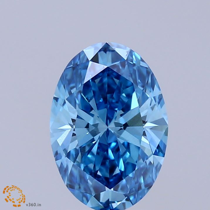 1.63 Carat Oval Shaped, Ideal Cut, FANCY VIVID BLUE Color, VS1 Clarity, IGI Certified Lab Grown Diamond
