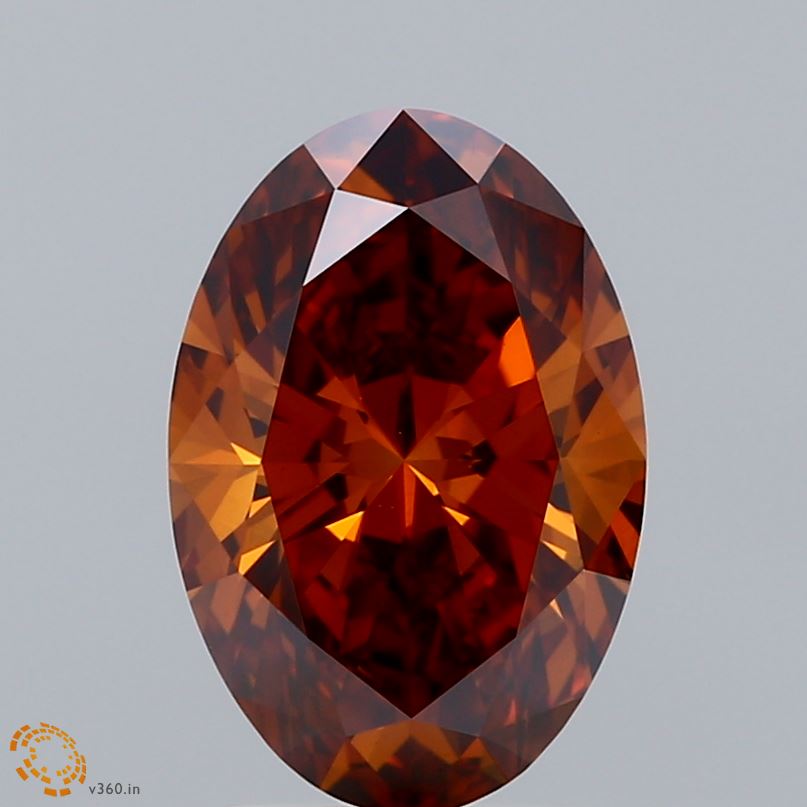 2.55 Carat Oval Shaped, Ideal Cut, FANCY DEEP ORANGE Color, VVS2 Clarity, IGI Certified Lab Grown Diamond