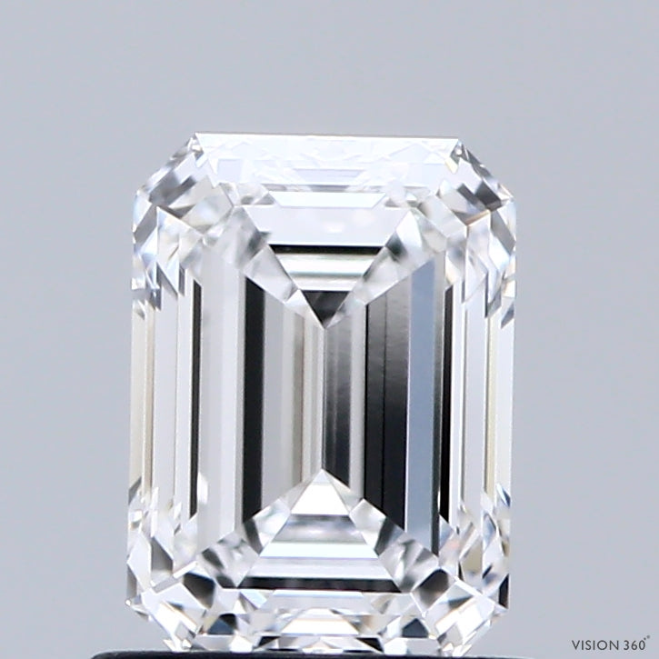1.10 Carat Emerald Shaped, Ideal Cut, D Color, VVS1 Clarity, IGI Certified Lab Grown Diamond