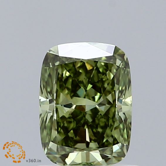 1.08 Carat Cushion Shaped, Excellent Cut, FANCY VIVID GREEN Color, VS2 Clarity, IGI Certified Lab Grown Diamond