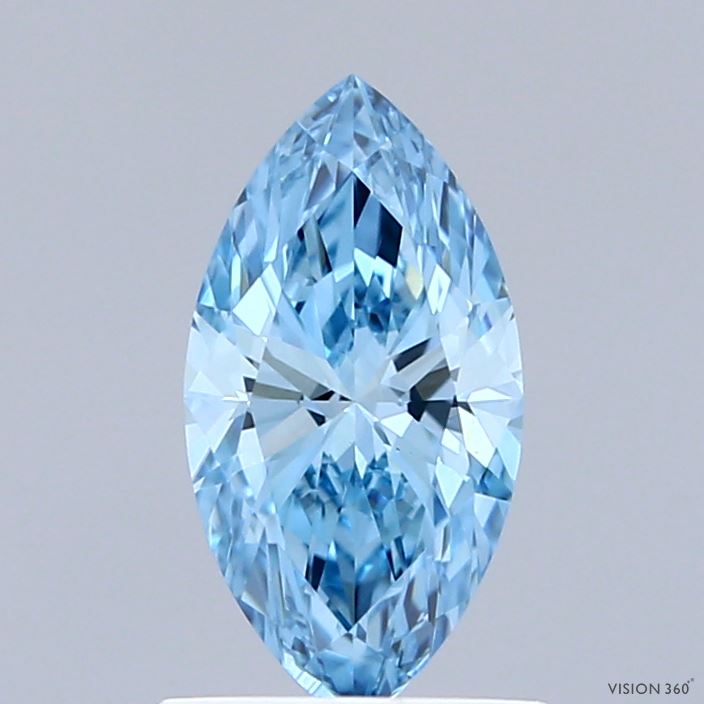 1.00 Carat Marquise Shaped, Ideal Cut, FANCY VIVID BLUE Color, VS1 Clarity, IGI Certified Lab Grown Diamond
