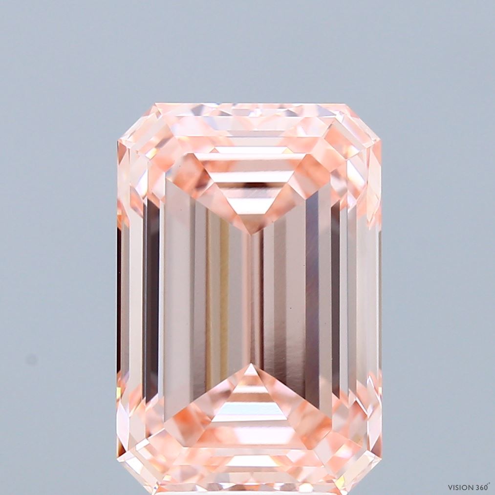 6.04 Carat Emerald Shaped, Ideal Cut, FANCY INTENSE PINK Color, VVS2 Clarity, IGI Certified Lab Grown Diamond