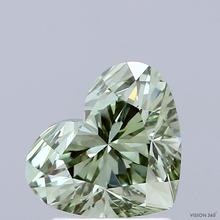 1.85 Carat Heart Shaped, Ideal Cut, FANCY VIVID GREEN Color, VVS2 Clarity, IGI Certified Lab Grown Diamond