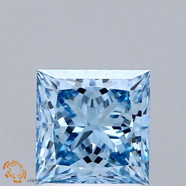 1.51 Carat Princess Shaped, Ideal Cut, FANCY VIVID BLUE Color, VS1 Clarity, IGI Certified Lab Grown Diamond