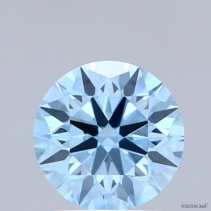 1.54 Carat Round Shaped, Ideal Cut, FANCY VIVID BLUE Color, VS1 Clarity, IGI Certified Lab Grown Diamond
