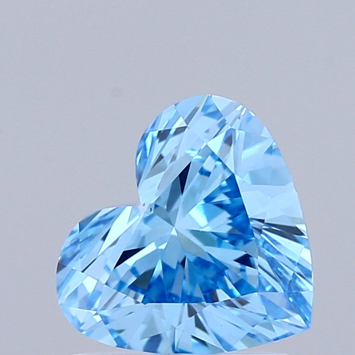 0.98 Carat Heart Shaped, Excellent Cut, FANCY VIVID BLUE Color, VVS2 Clarity, IGI Certified Lab Grown Diamond