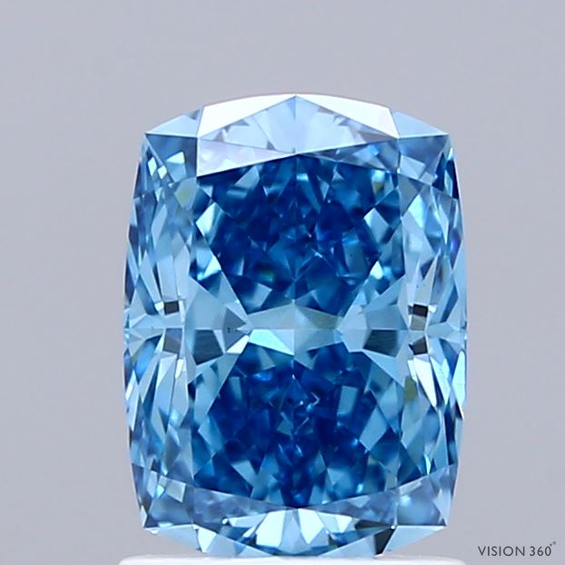 1.54 Carat Cushion Shaped, Excellent Cut, FANCY VIVID BLUE Color, VS1 Clarity, IGI Certified Lab Grown Diamond