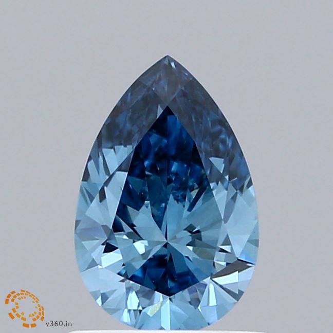 0.92 Carat Pear Shaped, Ideal Cut, FANCY VIVID BLUE Color, VS1 Clarity, IGI Certified Lab Grown Diamond