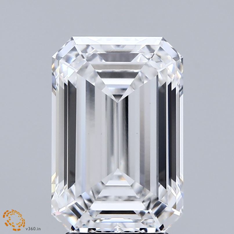 4.09 Carat Emerald Shaped, Ideal Cut, E Color, VVS2 Clarity, IGI Certified Lab Grown Diamond