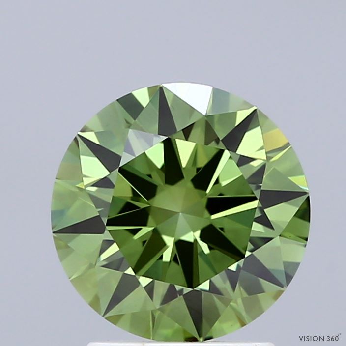 2.05 Carat Round Shaped, Excellent Cut, FANCY VIVID GREEN Color, VS1 Clarity, IGI Certified Lab Grown Diamond