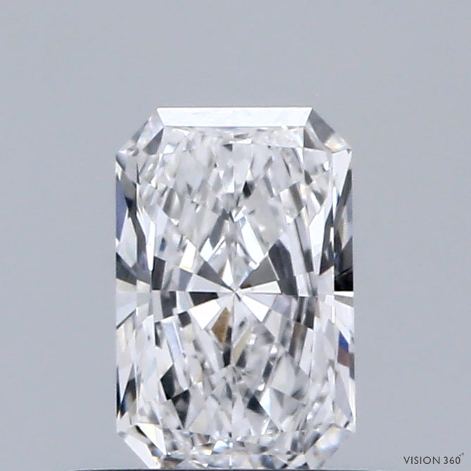 0.55 Carat Radiant Shaped, Excellent Cut, D Color, VVS2 Clarity, IGI Certified Lab Grown Diamond