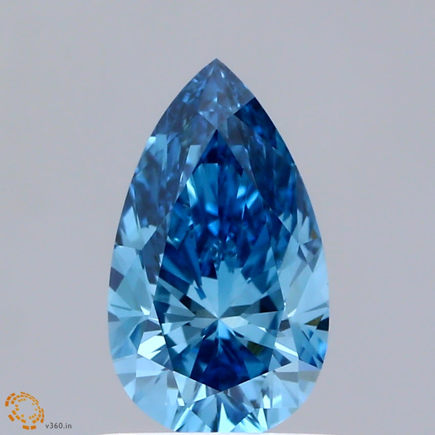 0.94 Carat Pear Shaped, Very Good Cut, FANCY VIVID BLUE Color, VVS2 Clarity, IGI Certified Lab Grown Diamond