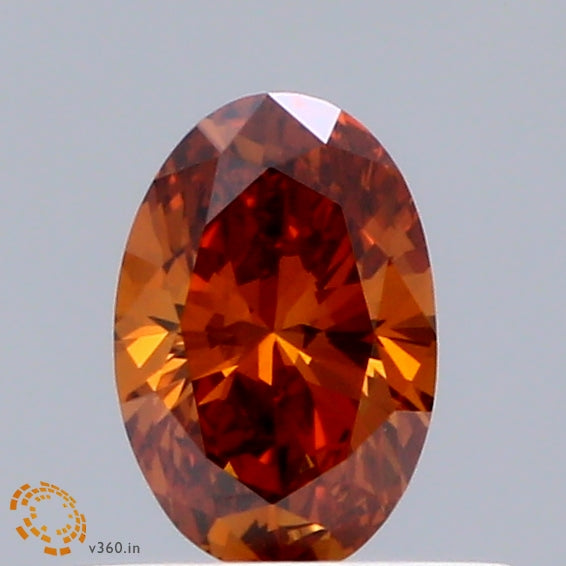0.34 Carat Oval Shaped, Ideal Cut, FANCY VIVID ORANGE Color, VVS2 Clarity, IGI Certified Lab Grown Diamond