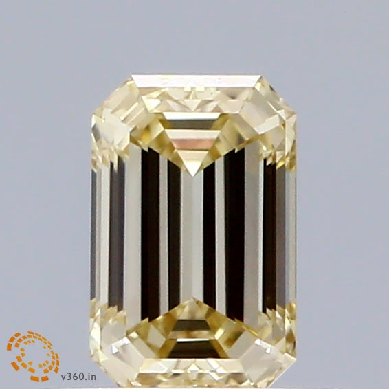 0.48 Carat Emerald Shaped, Excellent Cut, FANCY LIGHT YELLOW Color, VS1 Clarity, IGI Certified Lab Grown Diamond