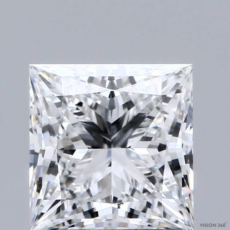 1.51 Carat Princess Shaped, Ideal Cut, D Color, VVS2 Clarity, IGI Certified Lab Grown Diamond