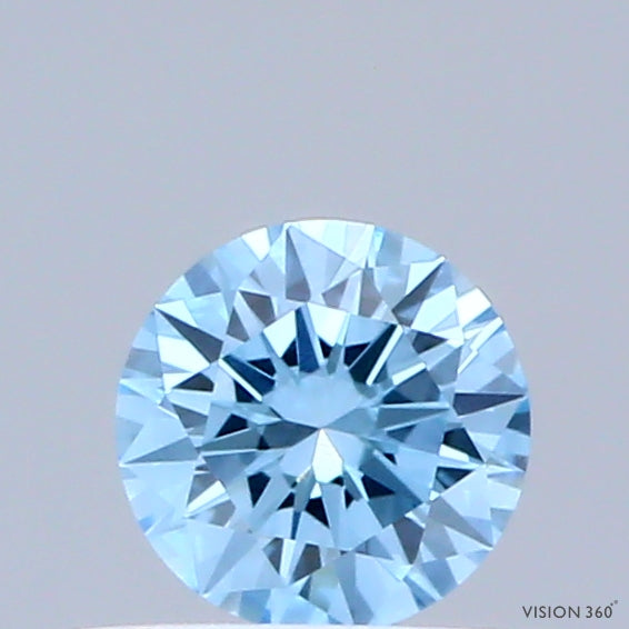 0.31 Carat Round Shaped, Excellent Cut, FANCY VIVID BLUE Color, VVS2 Clarity, IGI Certified Lab Grown Diamond