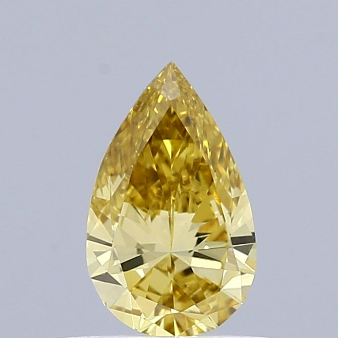 0.40 Carat Pear Shaped, Very Good Cut, FANCY INTENSE YELLOW Color, VVS2 Clarity, IGI Certified Lab Grown Diamond