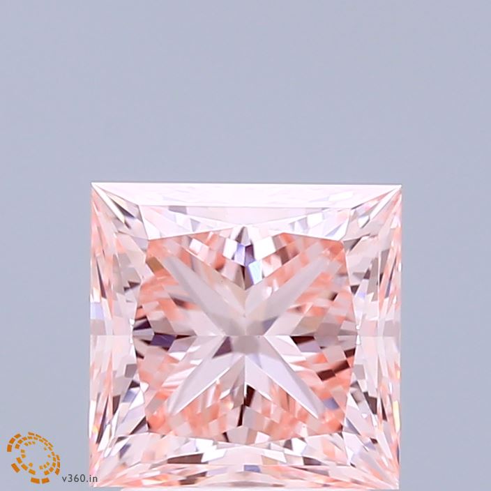 2.55 Carat Princess Shaped, Excellent Cut, FANCY INTENSE PINK Color, VVS2 Clarity, IGI Certified Lab Grown Diamond