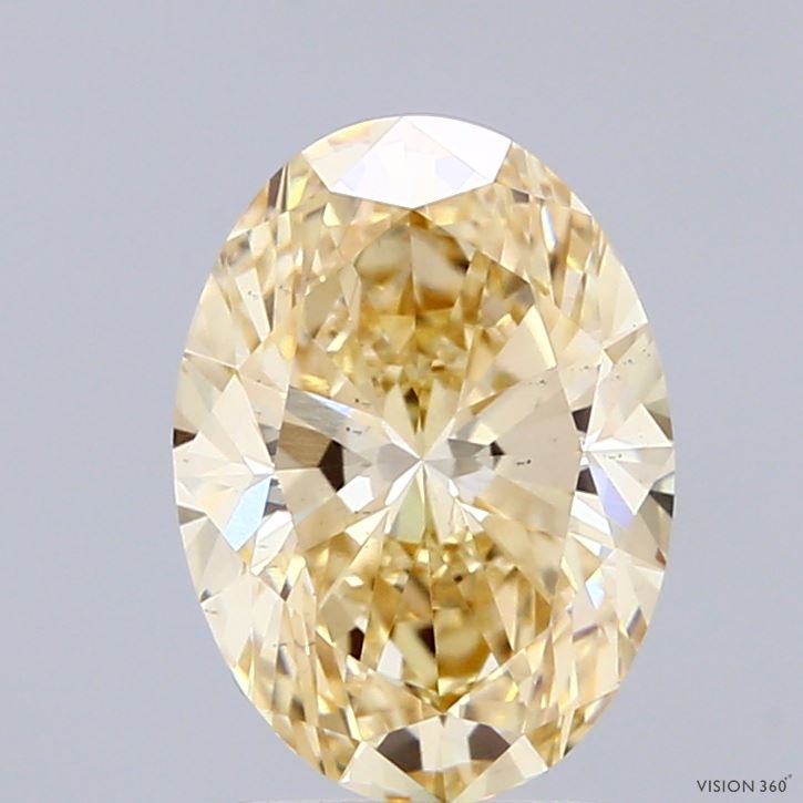 2.01 Carat Oval Shaped, Ideal Cut, FANCY LIGHT YELLOW Color, VS2 Clarity, IGI Certified Lab Grown Diamond