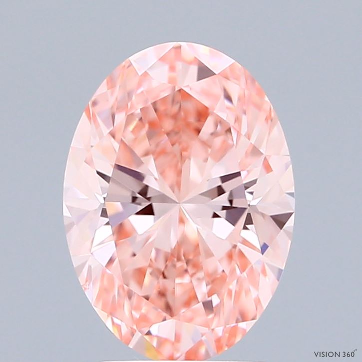 1.52 Carat Oval Shaped, Ideal Cut, FANCY VIVID PINK Color, VVS2 Clarity, IGI Certified Lab Grown Diamond