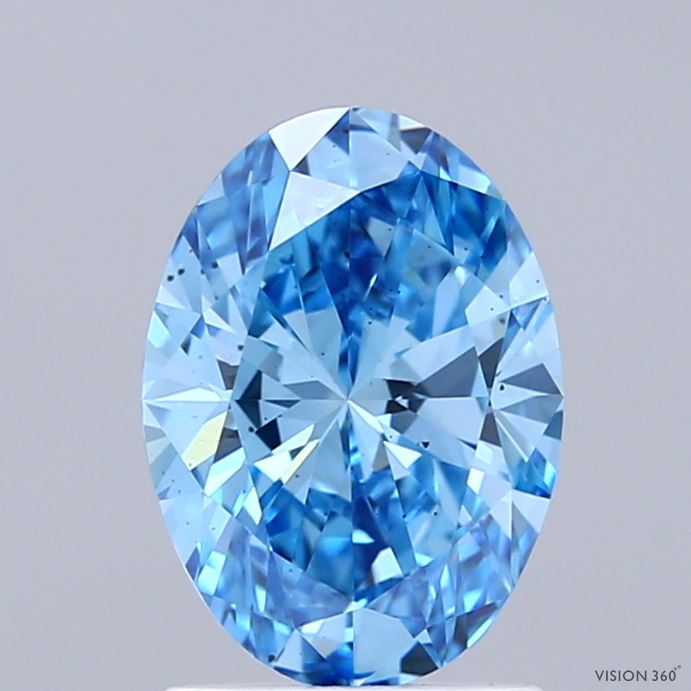 1.54 Carat Oval Shaped, Ideal Cut, FANCY VIVID BLUE Color, SI1 Clarity, IGI Certified Lab Grown Diamond