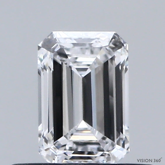 0.53 Carat Emerald Shaped, Excellent Cut, D Color, VVS2 Clarity, IGI Certified Lab Grown Diamond