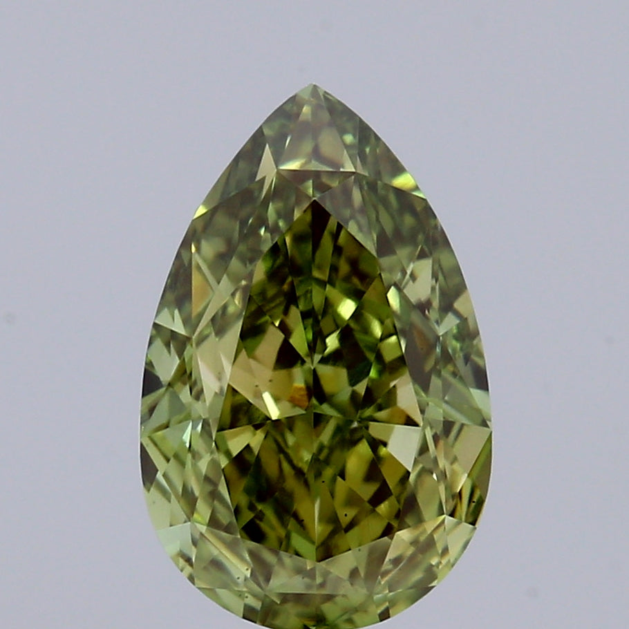 2.04 Carat Pear Shaped, Excellent Cut, FANCY VIVID GREEN Color, VS1 Clarity, IGI Certified Lab Grown Diamond
