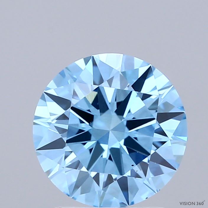 2.00 Carat Round Shaped, Ideal Cut, FANCY VIVID BLUE Color, VS2 Clarity, IGI Certified Lab Grown Diamond