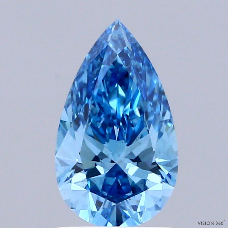 1.33 Carat Pear Shaped, Ideal Cut, FANCY VIVID BLUE Color, VS1 Clarity, IGI Certified Lab Grown Diamond