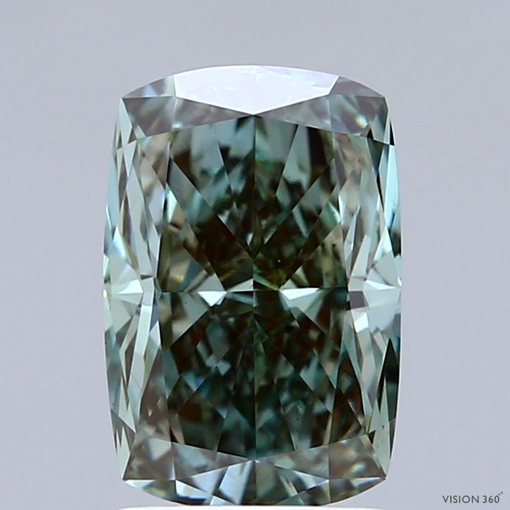 2.32 Carat Cushion Shaped, Ideal Cut, FANCY VIVID GREEN Color, VS1 Clarity, IGI Certified Lab Grown Diamond