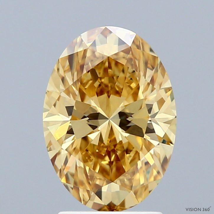 2.00 Carat Oval Shaped, Ideal Cut, FANCY INTENSE YELLOW Color, VVS2 Clarity, IGI Certified Lab Grown Diamond
