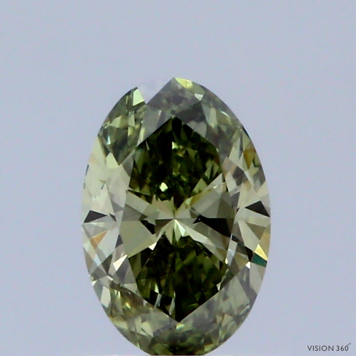 0.51 Carat Oval Shaped, Ideal Cut, FANCY VIVID GREEN Color, SI1 Clarity, IGI Certified Lab Grown Diamond