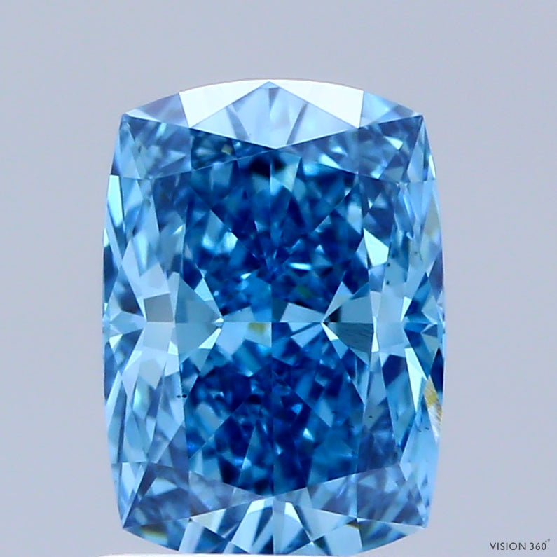 1.51 Carat Cushion Shaped, Ideal Cut, FANCY VIVID BLUE Color, VS1 Clarity, IGI Certified Lab Grown Diamond