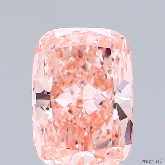 1.87 Carat Cushion Shaped, Ideal Cut, FANCY VIVID PINK Color, VS1 Clarity, IGI Certified Lab Grown Diamond