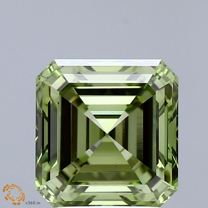 3.01 Carat Asscher Shaped, Excellent Cut, FANCY VIVID GREEN Color, VS1 Clarity, IGI Certified Lab Grown Diamond