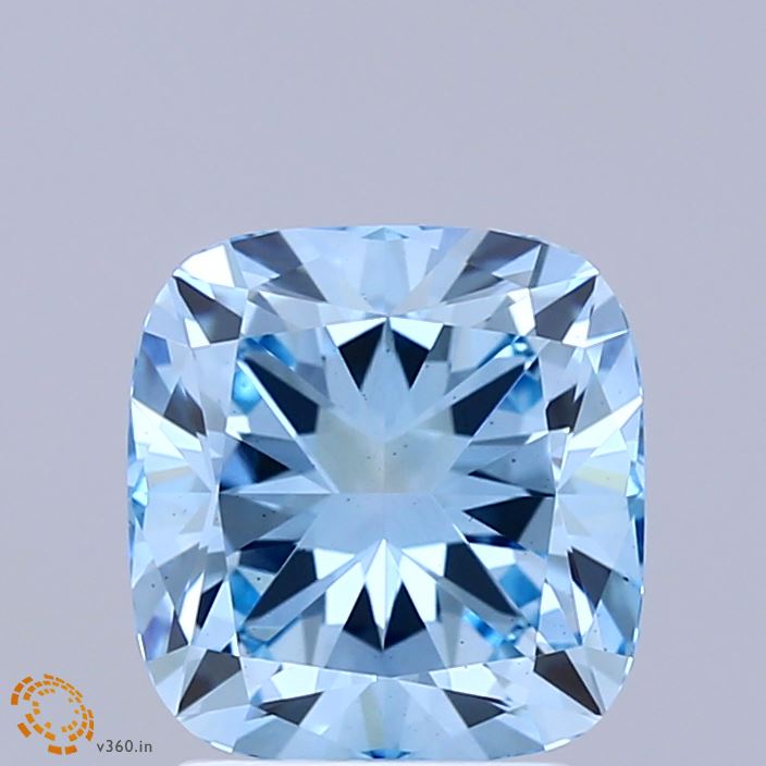 2.59 Carat Cushion Shaped, Ideal Cut, FANCY VIVID BLUE Color, VS1 Clarity, IGI Certified Lab Grown Diamond