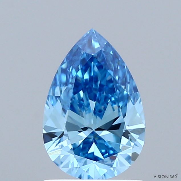 0.97 Carat Pear Shaped, Ideal Cut, FANCY VIVID BLUE Color, VS1 Clarity, IGI Certified Lab Grown Diamond