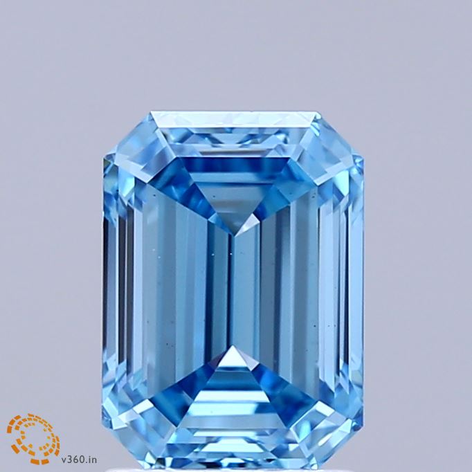 2.04 Carat Emerald Shaped, Ideal Cut, FANCY VIVID BLUE Color, VS1 Clarity, IGI Certified Lab Grown Diamond